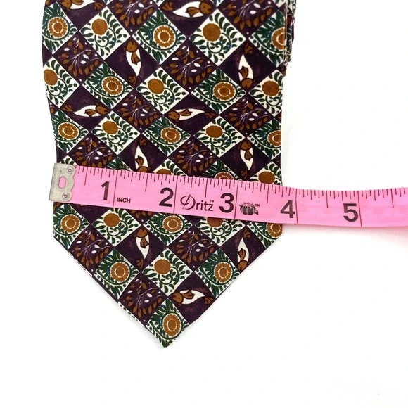 🚀 VTG Christian Dior Monsieur Necktie Plum Green Brown Mens Designer Tie - Picture 7 of 8